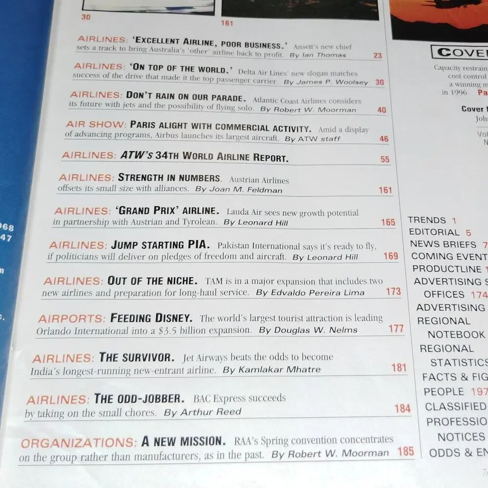 Air Transport World: The World Airline Report - July 1997 Aviation Magazine